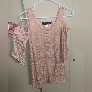 Light pink lace cold shoulder dress